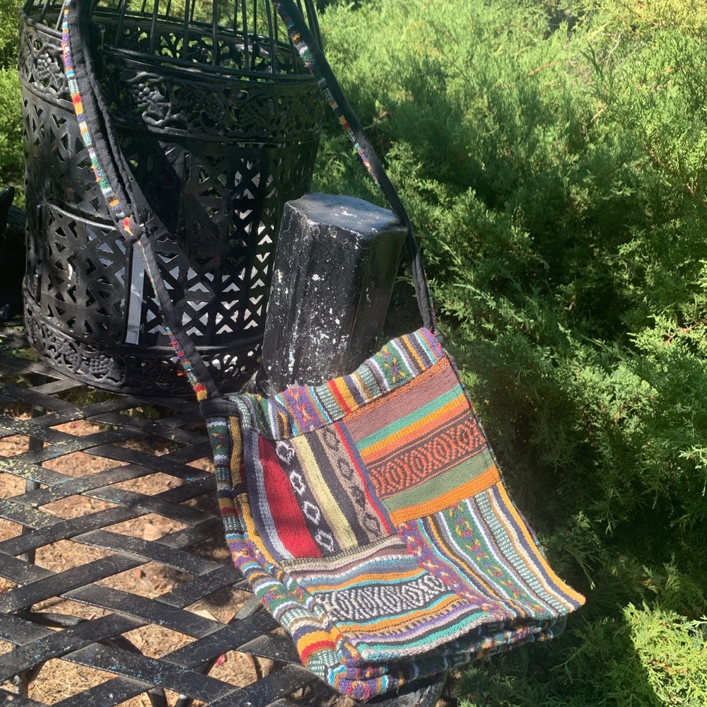 Multicolor Striped Crossbody Bag made in Napal - Picture 9 of 9